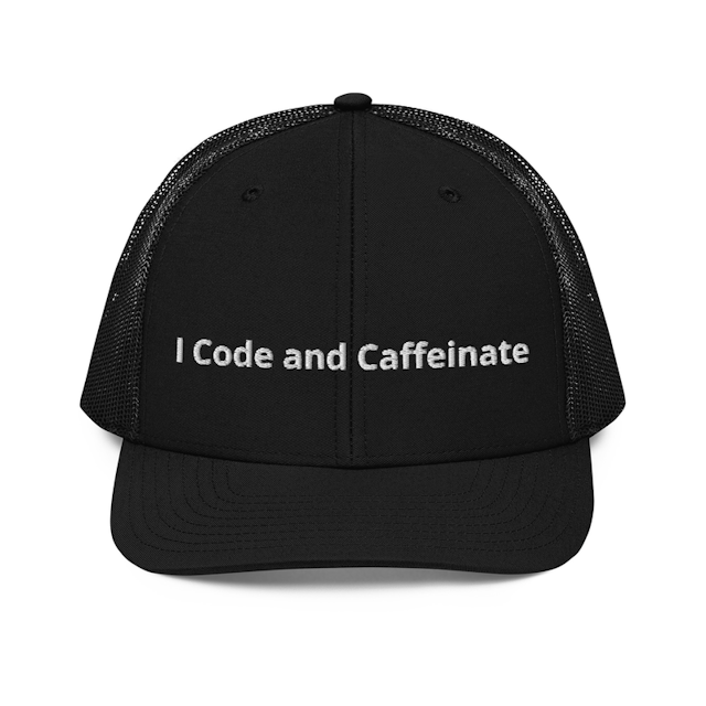 Black I Code and Caffeinate Cap